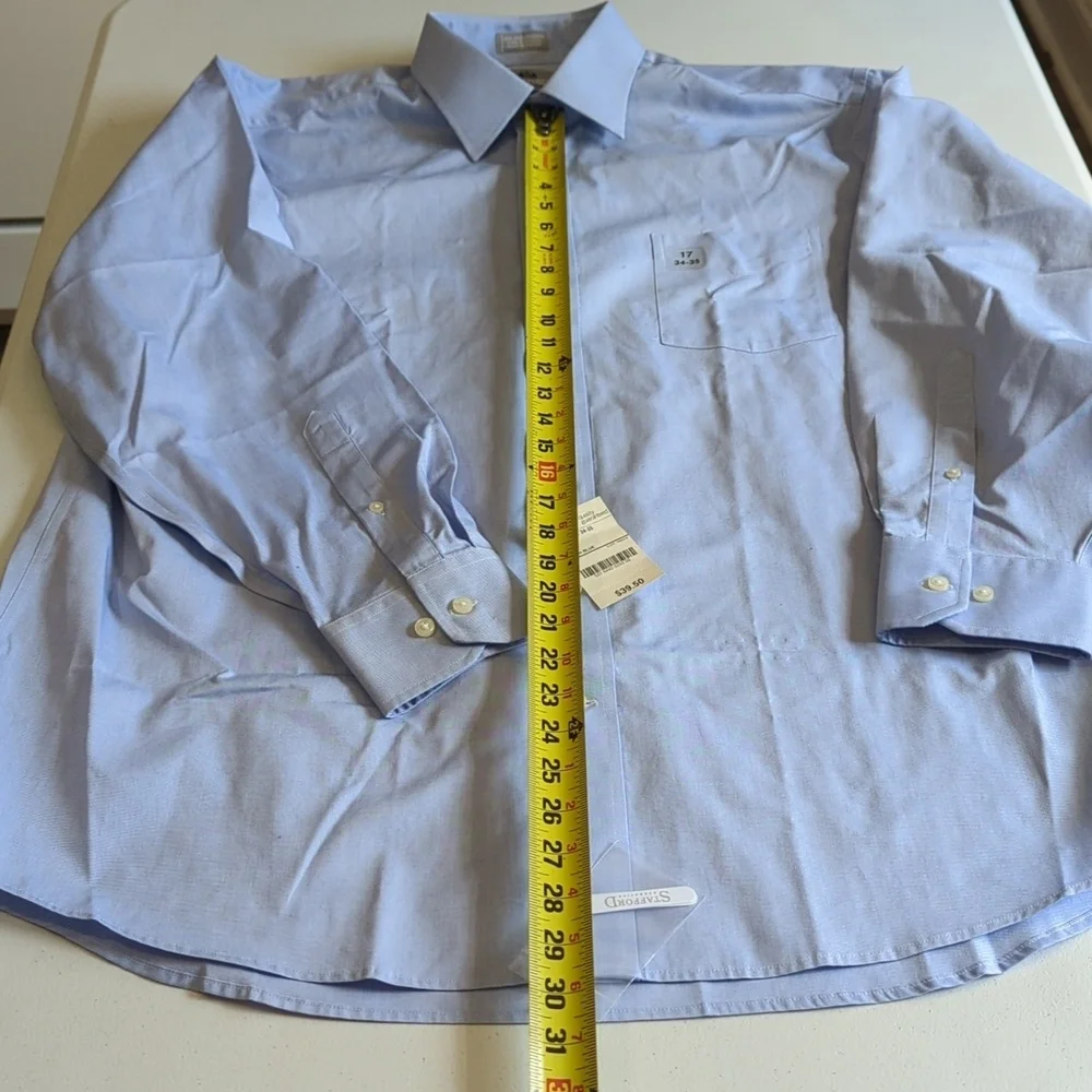 Men's STAFFORD EXECUTIVE Light Blue Dress Shirt 17 (34-35)